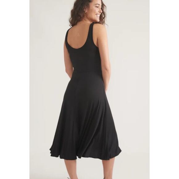 Marine Layer Lexi Rib Fit and Flare Midi Tank Dress Large Black Beach Travel - Picture 6 of 13